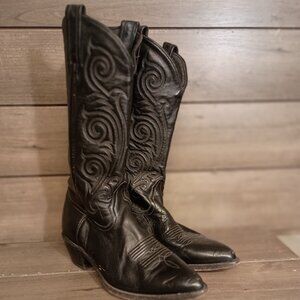 Tony Lama Women Western Cowboy Boots 1974 Size 6M Black Leather